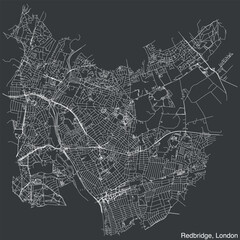 Street roads map of the BOROUGH OF REDBRIDGE, LONDON - obrazy, fototapety, plakaty