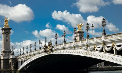 Papier Peint photo autocollant Pont Alexandre III The Alexander III Bridge is a bridge in Paris over the Seine, connecting the Grand Palais and Petit Palais to the Hôtel des Invalides.  