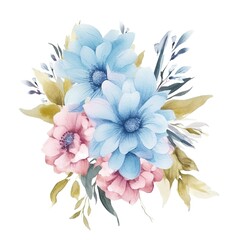 Fototapeta na wymiar watercolor flowers, illustrations in handmade watercolor style on a white background, generative ai 
