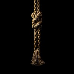Large natural sailing rope close up isolated on a black background