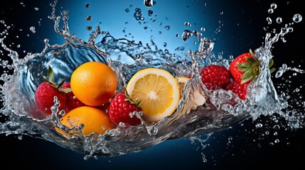 Splash water with freshnes fruits