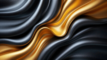 Obraz premium Luxurious abstract black and gold wave. Abstract background frame. Generative AI