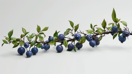 Blueberry branch on a clean background. Berry season. Spring