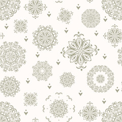 Seamless pattern with mandala ornament. Traditional Arabic, Indian motifs for fabric and textile, wallpaper, packaging.