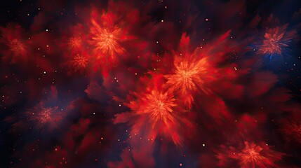 Fototapeta na wymiar Celestial Fireworks in Crimson Hues