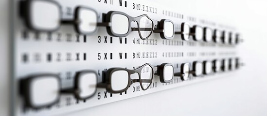 Index stick on eye chart. Snellen chart. eye chart that can be used to measure visual acuity. Vision test concept standardized table for testing visual acuity.