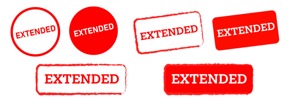 extended stamp label red color square and circle rubber sign deadline period license extend