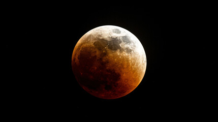 A lunar eclipse in progress.