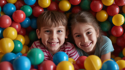 Fototapeta na wymiar Children playing in colorful balls. 