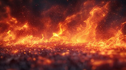 Fototapeta na wymiar fire burns and fiery particles. Generative AI