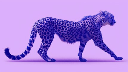 a 3d rendering of a cheetah walking on a pink background with a spotty spotty pattern on the side of the cheetah's tail.