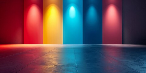 backdrop from a studio. Walls in red, blue, yellow, and blue for a basic vector space photography set 1