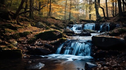 Waterfall in autumn woods