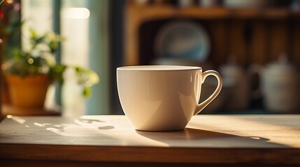 White vintage cup in natural light old design