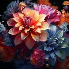 Flowers made of paint. Ai generated