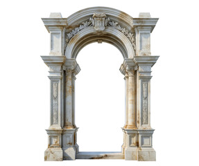 Fototapeta premium Entrance Arched Doorway Opening Classic Wall paneling Door Portal isolated on white transparent background, png