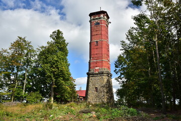 Fototapeta na wymiar The Tanečnice observation tower belongs to the so-called Bismarck towers.