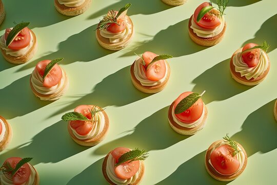 hors d'oeuvres on a green background