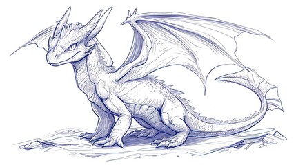  a drawing of a dragon sitting on top of a piece of paper next to a pencil drawing of another dragon sitting on top of a piece of a piece of paper.