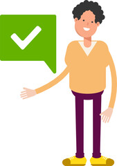 Man Character and Check Mark
