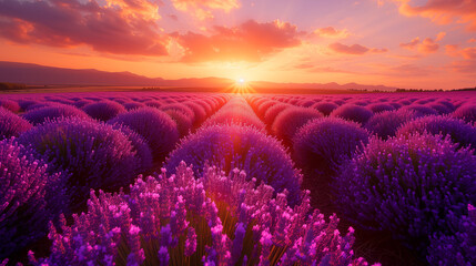 Naklejka premium Wonderful scenery amazing summer landscape of blooming lavender