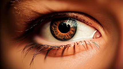 Naklejka premium Close-up portrait of brown woman's eye