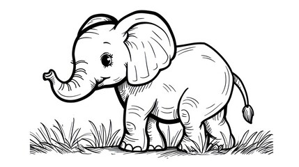  an elephant standing in the grass with its trunk in the air and its trunk in the air, coloring pages, elephant coloring pages, elephant coloring pages, elephant coloring pages.