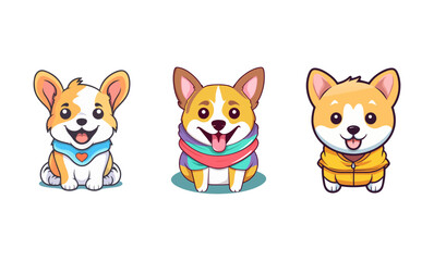 set of cartoon dogs on a white background 