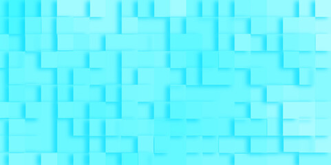 Abstract blue background of extrude style 3d blocks, Modern business concept geometric blue pattern with square shapes, Blue Blocks Wall with geometric pattern, gradient of abstract blue grid pattern.