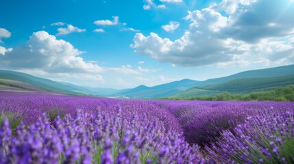 Lavender field at sunset during summer