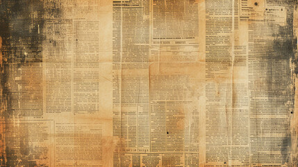 A vintage newspaper background with faded print, great for retro designs and collages, paper texture, background - obrazy, fototapety, plakaty