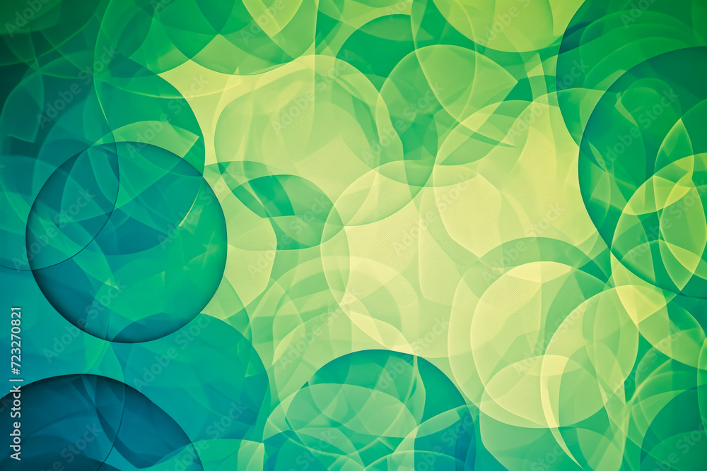 Poster background with a pattern of overlapping circles in shades of green and blue