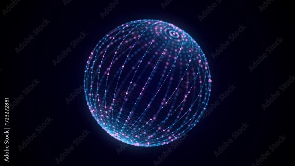 Aufkleber abstract blue sphere with connecting dots and lines. wireframe technology sphere. big data visualiza