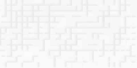 Embossed paper square white geometric pattern of 3d blocks Background, Abstract business block pattern geometric background with squares, seamless White vintage brick wall tiles design.