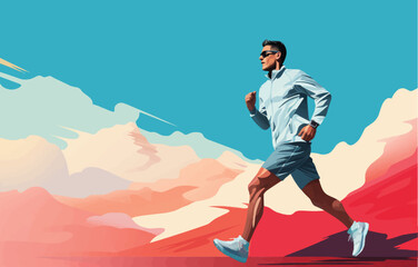 Fototapeta na wymiar flat illustration of a male runner
