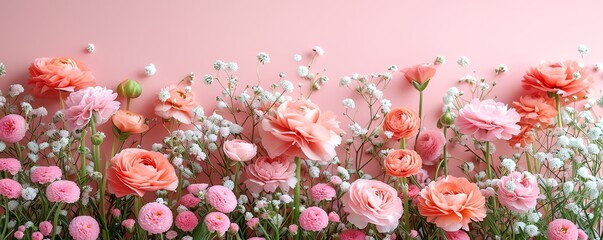 Obraz na płótnie Canvas Elegant Floral Arrangement on Pastel Pink Background