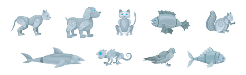 Mechanical Animals and Futuristic Mechanic Pets Vector Set