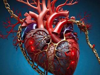 Human heart with nerve extensions and chain neurons in a vein Observing National Doctors Day