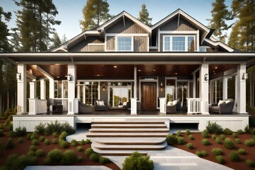 Fototapeta premium New luxury home with beautifull large porch.