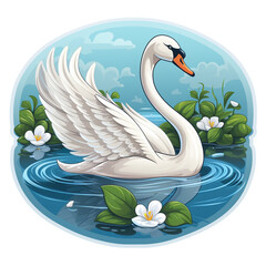 A Swan on the Water Sticker