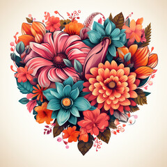A Floral Heart Sticker