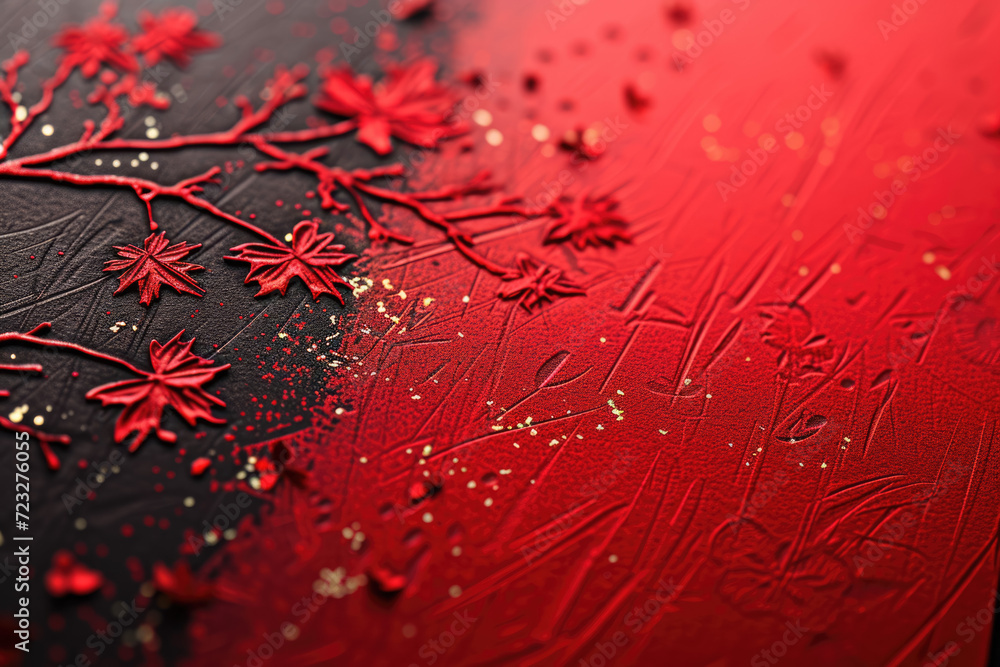 Poster card with a red color and a text and a professional overlay on the greeting