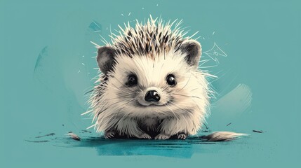  a drawing of a porcupine sitting on the ground with its head turned to the side and it's face slightly obscured by the porcuping hair.