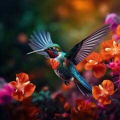 Fototapeta premium Colorful_humming_bird