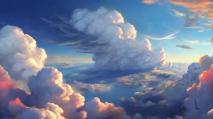 beautiful blue sky with clouds from above Ai Generated