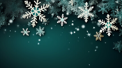 Beautiful winter Christmas glowing background with falling snowflakes, winter background