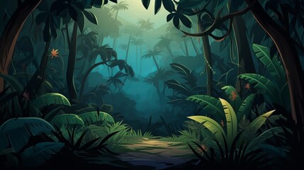Fototapeta na wymiar Nature mountain forest jungle landscape background in vector flat color