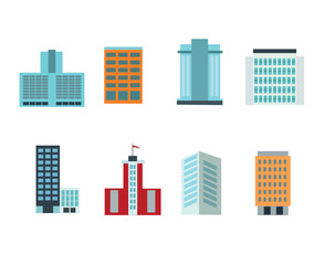 flat modern building set illustration