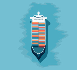 aerial view container ship vector illustration