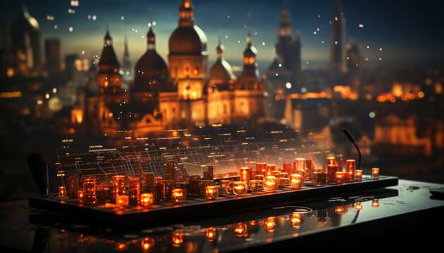 Digital city map in 3D , Generative AI